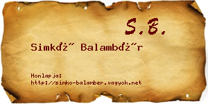 Simkó Balambér névjegykártya